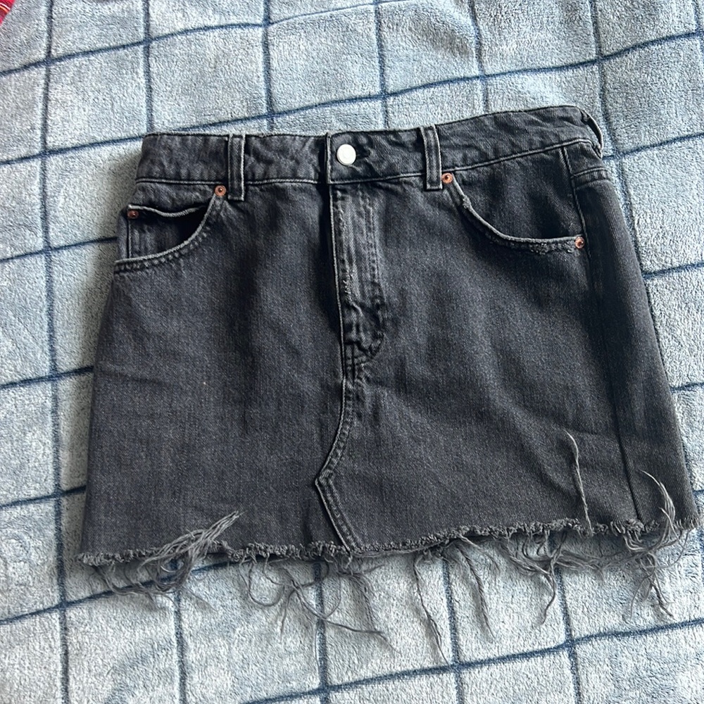 Top Shop Black Jean Mini Skirt